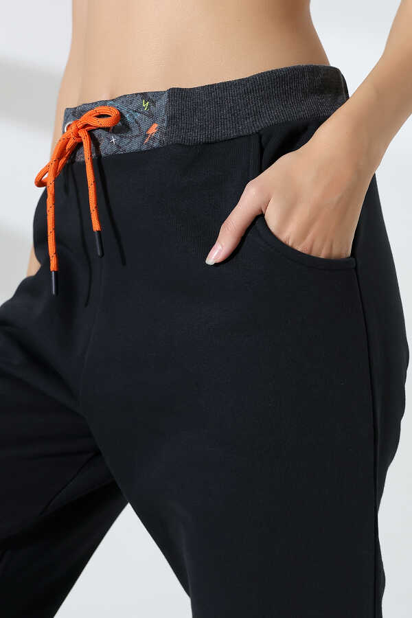 Unisex Siyah Jogger Sokak Stili Eşofman Altı | MS 1312